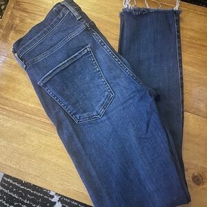 Agolde Indigo Skinny Jeans with Frayed Hem